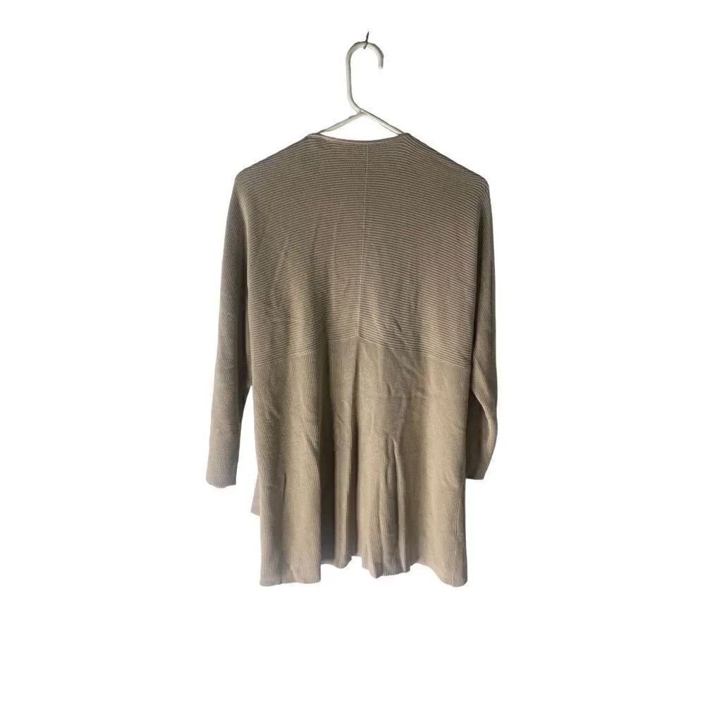 Chico’s Neutral Ribbed Knit Open Front Waterfall Longline Cardigan Sweater - Picture 4 of 4